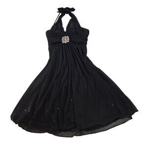 Speechless Black Sparkle Halter Fit & Flare Dress Women’s Small Knee Length